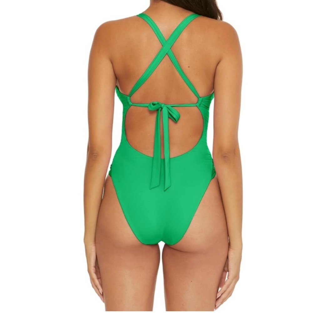 Becca Baja Mar Bandeau One Piece Swimsuit In Verde Green View 3